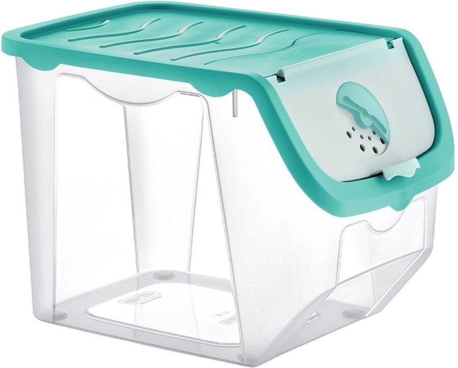 Orion group Doos voor Groenten en Fruit met Deksel Turquoise 12 l Aardappelbak Aardappelpot Bewaardoos Container Koelkast Organizer Opbergbox Fruitkist