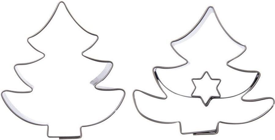 Orion group Koekjessnijder Edelstaal Kerstboom 4 5 cm 2 stuks Vormen Uitsteekvorm Cookie Cutter Uitsteekvormpjes Koekjes Bakken