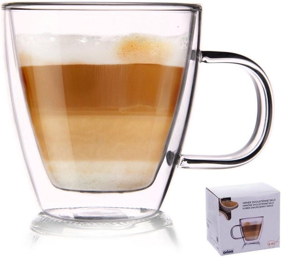 Orion group Thermisch Glas met Dubbele Wand voor Koffie Latte DOUBLE 180 ml Koffieglazen Theeglazen Glazen Dubbelwandig