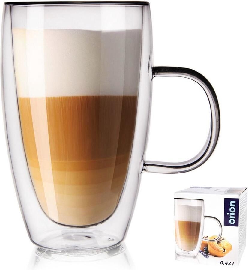 Orion group Thermisch Glas met Dubbele Wand voor Koffie Latte DOUBLE 430 ml Koffieglazen Theeglazen Glazen Dubbelwandig