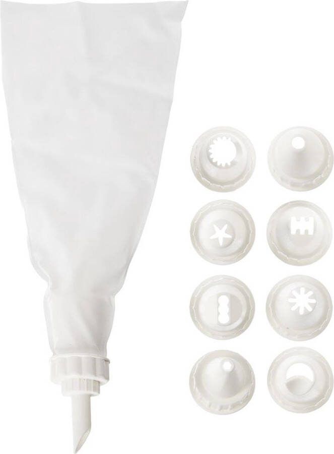Orion group Spuitzak met Spuitmondjes 26 cm 10 delig Spuitmonden Taart Decoratie Set