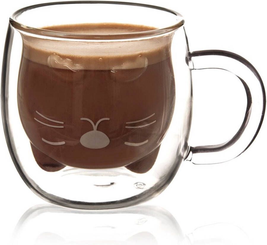Orion group Thermisch Glas met Dubbele Wand voor Koffie Kitten DOUBLE 270 ml Koffieglazen Theeglazen Glazen Dubbelwandig