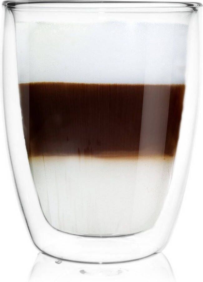 Orion group Thermisch Glas met Dubbele Wand voor Koffie Latte 330 ml Koffieglazen Theeglazen Glazen Dubbelwandig