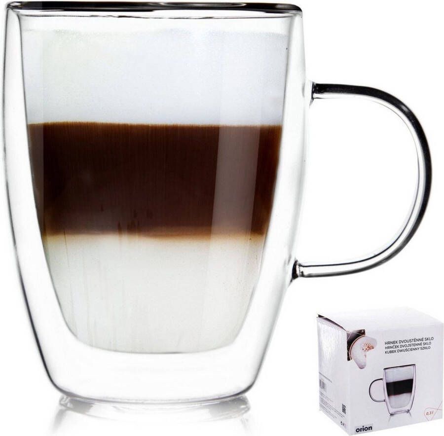 Orion group Thermisch Glas met Dubbele Wand voor Koffie Latte DOUBLE 300 ml Koffieglazen Theeglazen Glazen Dubbelwandig