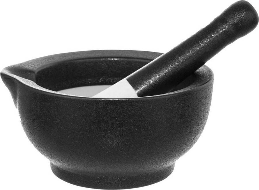 Orion group Vijzel met Stamper Porselein Zwart BLACK PORCELAIN Kruidenvijzel Mortel voor Specerijen en Pesto