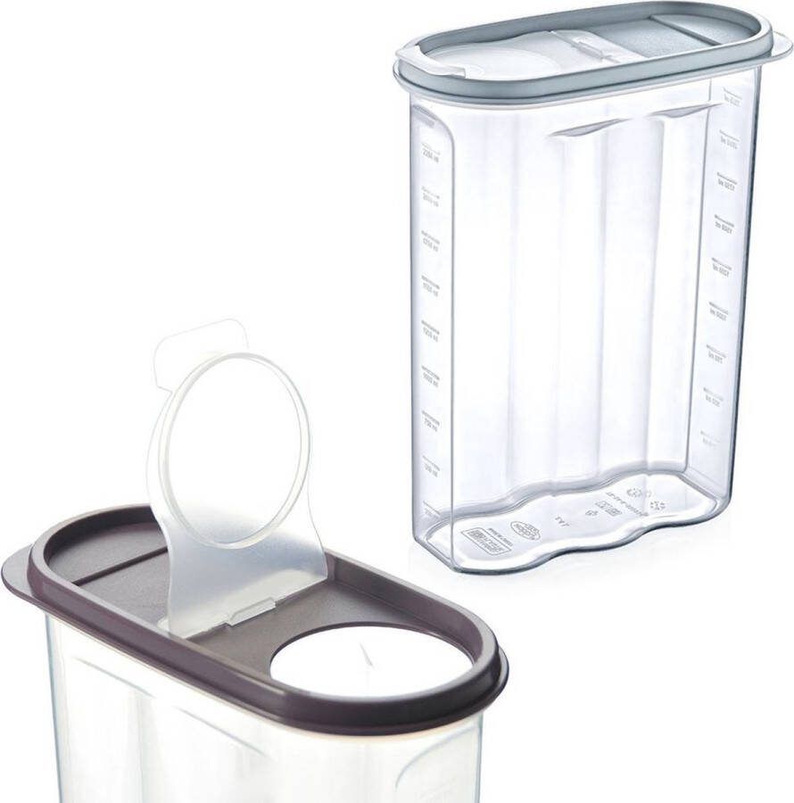 Orion group Voedselcontainer Strooibus met Dispenser Maatregel 2 4 l Container voor Losse en Keuken Voedsel Doos