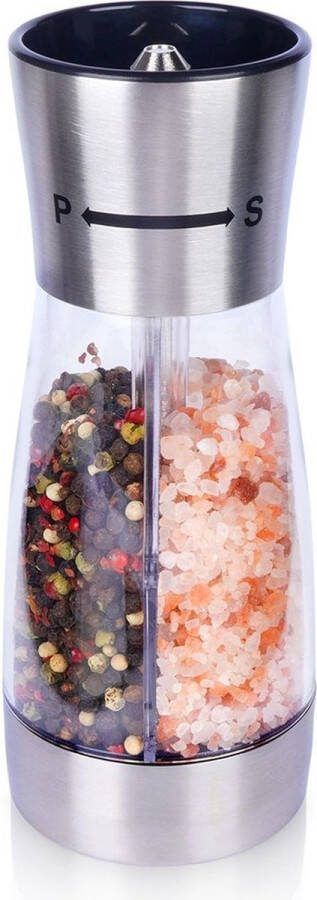 Orion group Zout- en Pepermolen Edelstaal Dubbele 18 cm Peper- en Zoutmolen Kruidenmolen Zout en Peper Molen