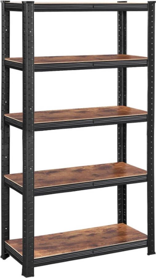 Orion Store Staande planken boekenkasten opbergplanken 5 planken keukenplanken planken 30 x 75 x 150 cm draagvermogen 650 kg verstelbare planken industriële stijl zwart vintage bruin