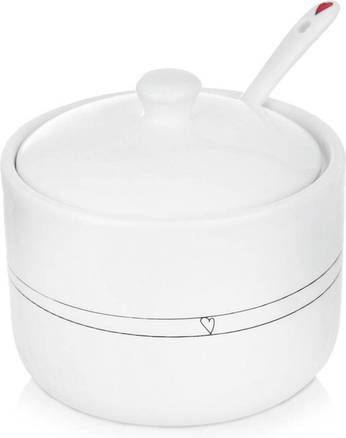 Orion Suikerpot met Lepel Keramiek Wit HART 300 ml Serveerset