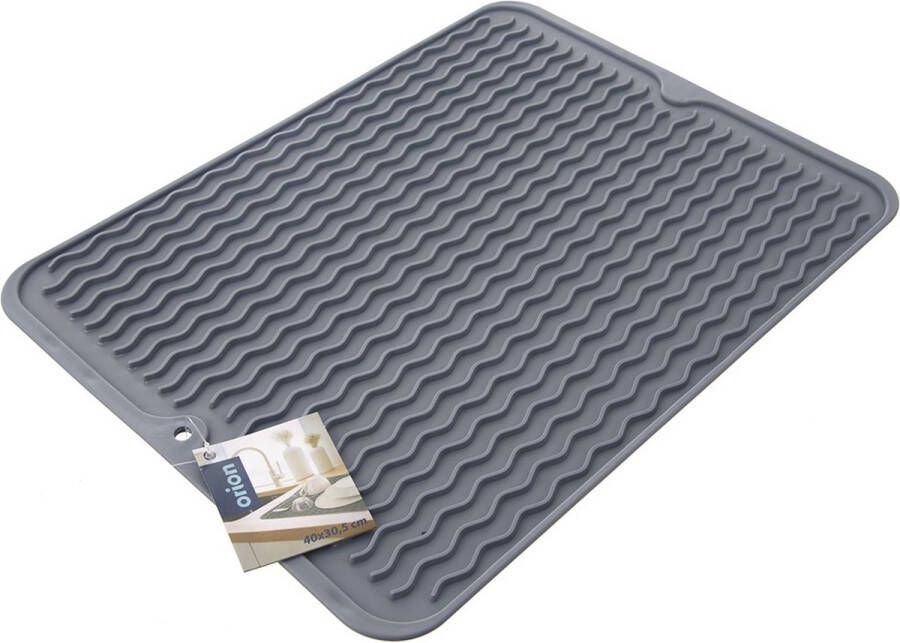 Orion Vaatdroogmat Rubber Grijs 40x30 5 cm Schotel Droogmat voor Aanrecht