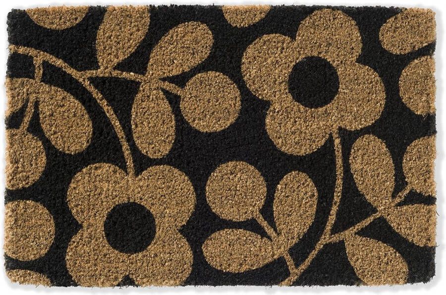 Orla Kiely Stem Sprig zwart kokos deurmat met retro print 40 x 60 cm