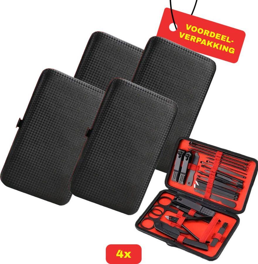 ORLINE TELECOM 4x Nagelknipper Manicure Set Met 24 Handige Gereedschappen Voordeelverpakking!