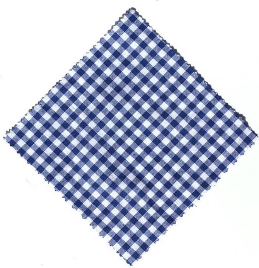 Ornina 6 stuks 15x15CM blauw stof doekje voor jampot honing ruitdoek