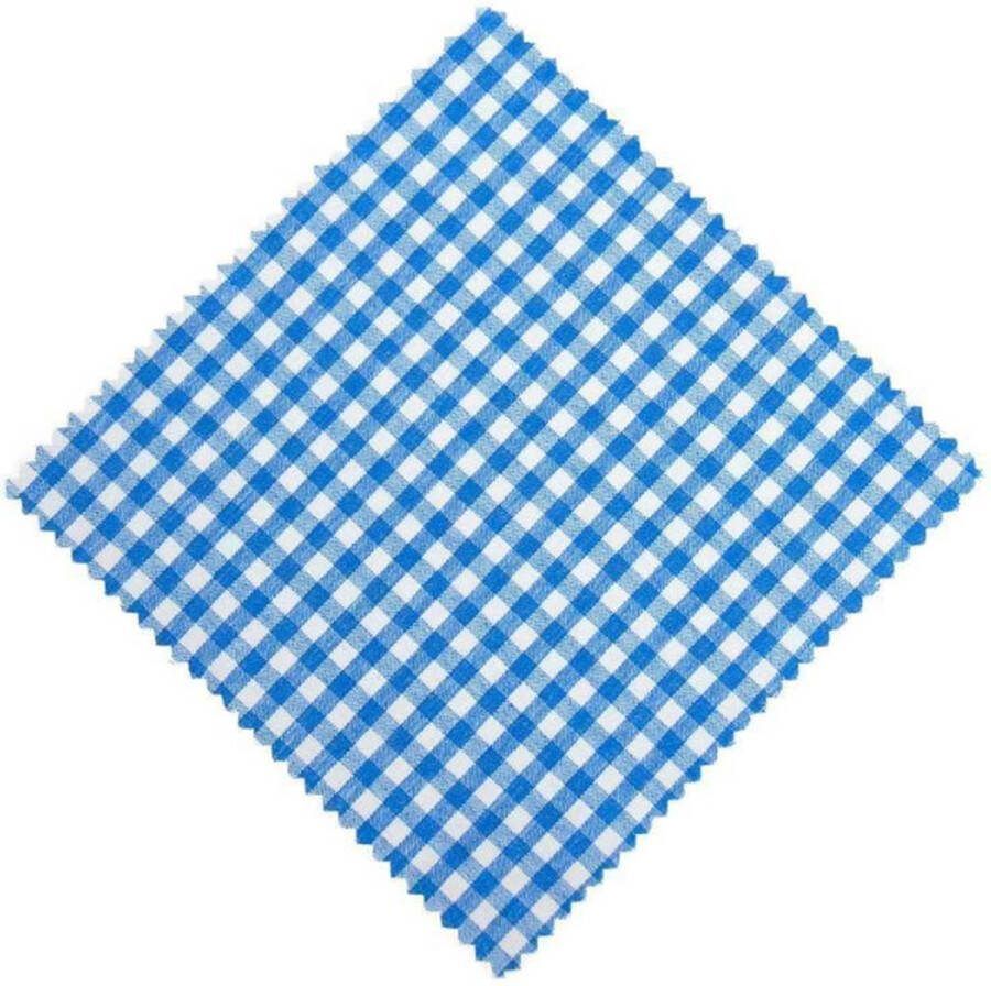 Ornina 6 stuks blauw stof lapje doek voor jampot honing 15x15cm