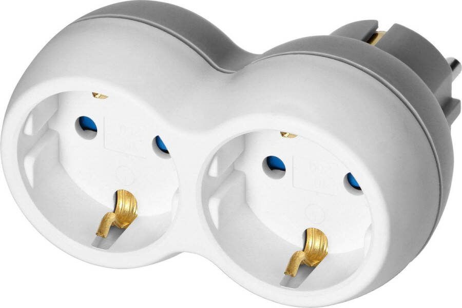 ORNO Doorvoerstekker 2 stopcontacten Splitter met max 3680 Watt Wit