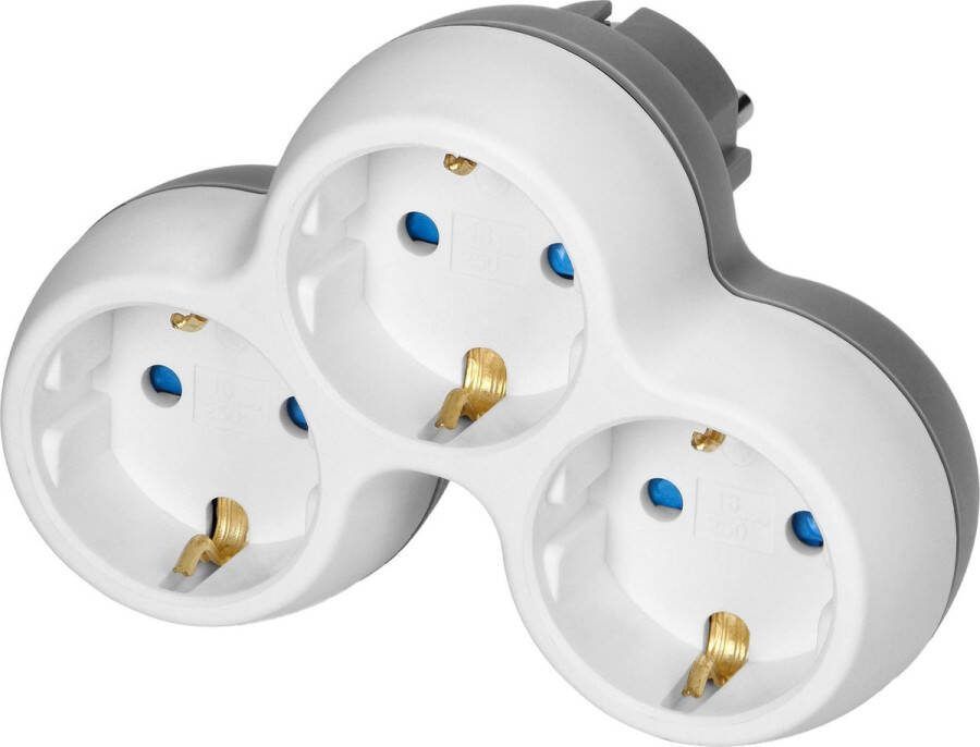 ORNO Doorvoerstekker 3 stopcontacten Splitter met max 3680 Watt Wit
