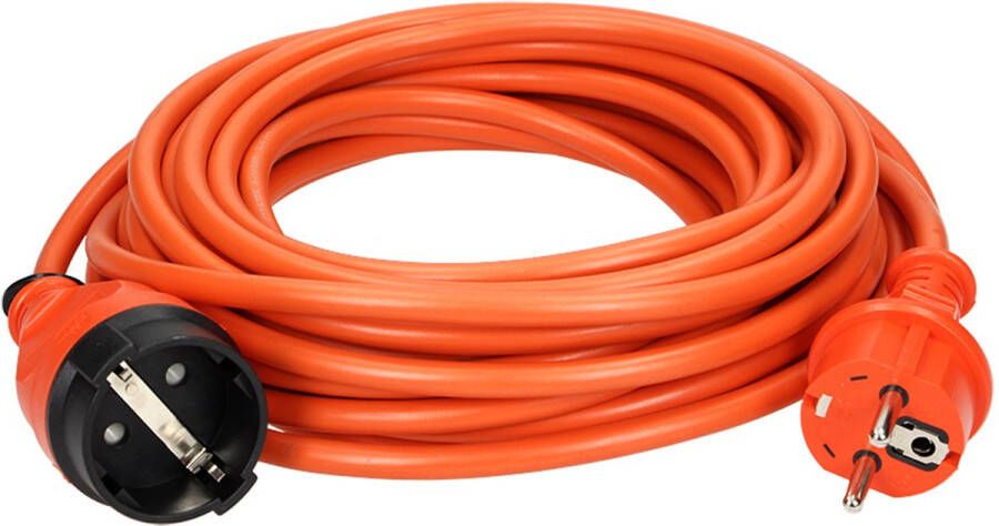 ORNO Verlengsnoer 20 meter – Verlengkabel buiten voor max. 3680 Watt – Verlengsnoer buiten IP20 – 3 x 1 0 mm² Oranje