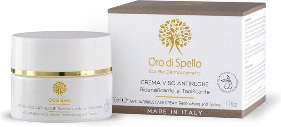 Oro di Spello Anti-rimpel gezichtscrème Op basis van echte organische olijfolie uit Italië Hypoallergeen- Gold for your beauty rituals