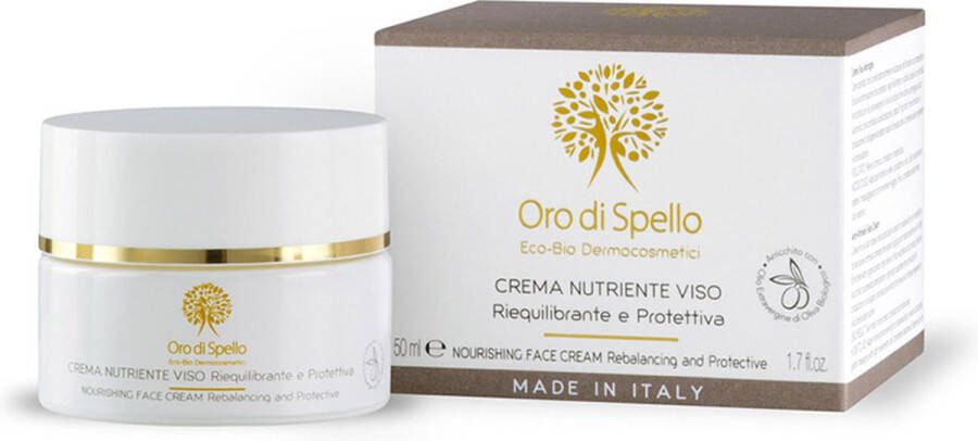 Oro di Spello Voedende gezichtscrème op basis van echte organische olijfolie uit Italië Hypoallergeen Gold for your beauty rituals