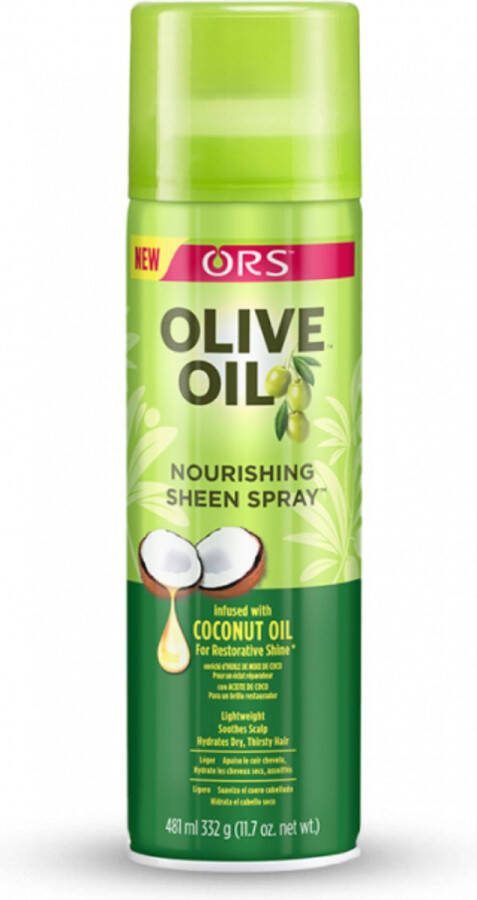 Ors Olive Oil Sheen Spray 481 ml Voedende Haarspray met Olijfolie Aloë Vera Sap & Kamille Extract Hydrateert en Verzorgt Geeft Glans Versterkt en Beschermt Haar