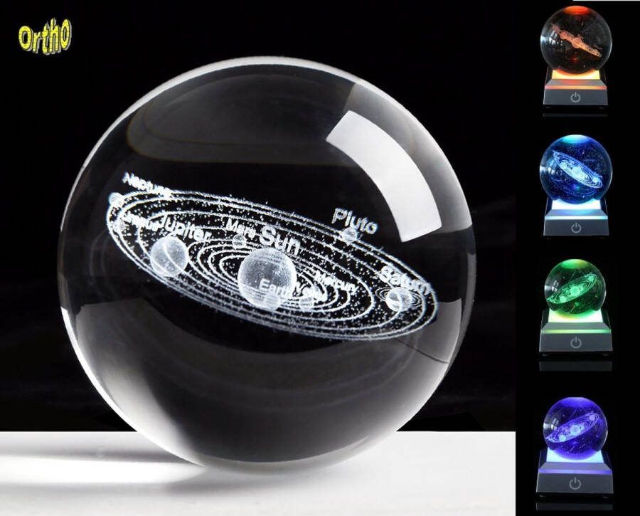 Ortho Luxe Zonnestelsel Kristallen bol Wereldbol Astrologie Educatieve decoratie Led lamp Nacht lamp Bureau accessoire Tafeldecoratie 3D Miniaturen Zonnestelsel