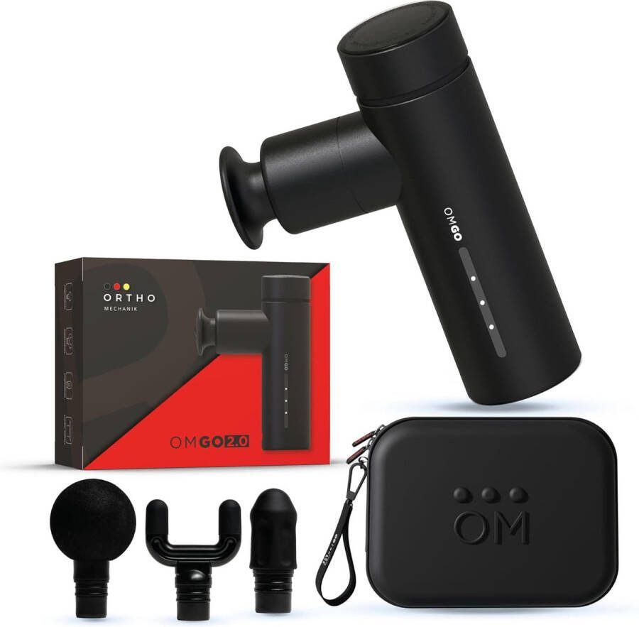 Ortho Mechanik OrthoMechanik Go 2.0 Compact Massage Gun Professional met Smartphone App-Expert Video's Massage apparaat met accessoires en premium draagtas Massage pistool voor sneller herstel