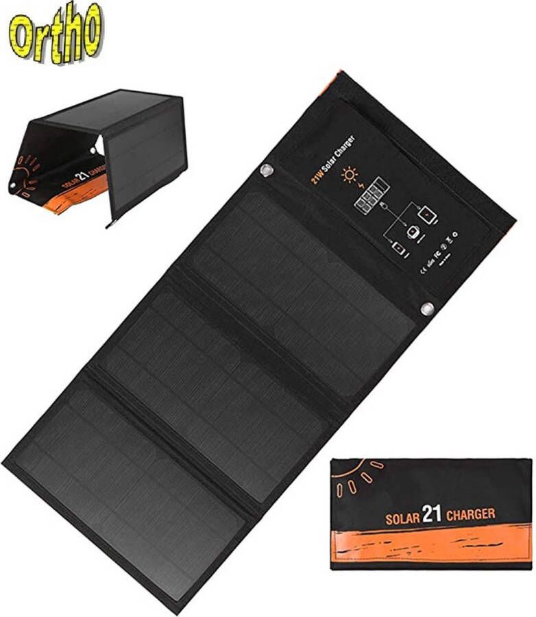 Ortho Opvouwbaar Zonnepaneel Powerbank Dubbele Aansluiting Draagbaar Zonnepaneel Mobiele Telefoon Oplader Tablet Oplader USB-Lader Camping Camper Solar Panel