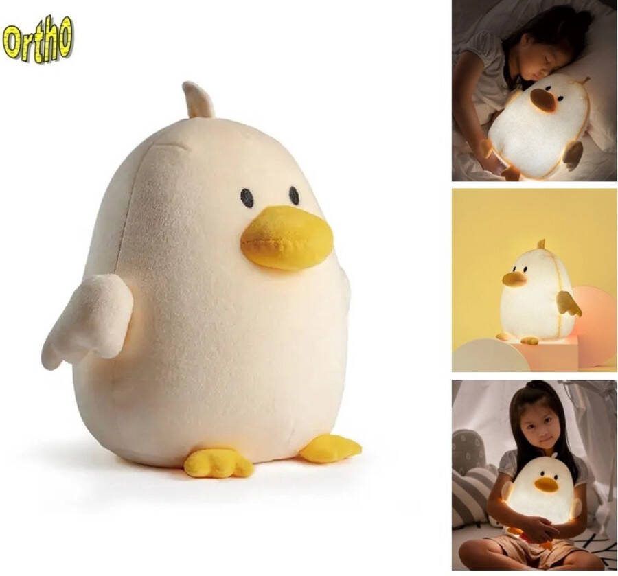 Ortho Pluche Nachtlamp Knuffel met Licht Eend Geel