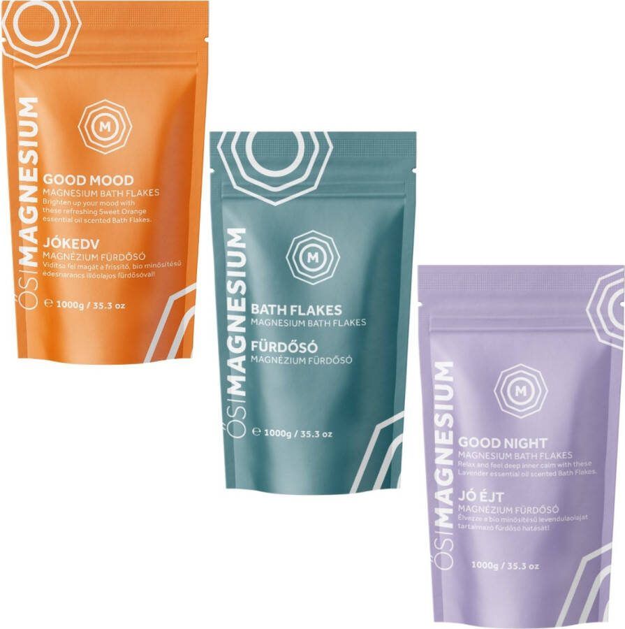 OsiMagnesium Magnesium vlokken 3 PACK Zechstein Inside Zechsal magnesium Hoge Kwaliteit Magnesium Badzout 3 kg