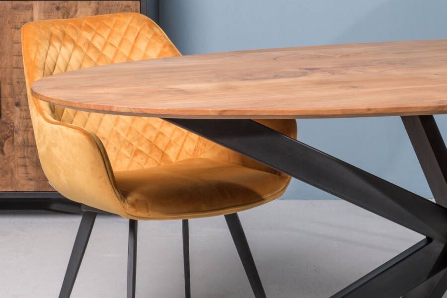 Livingfurn Eetkamertafel Oslo Oval Acacia 160cm Acacia Gecoat Staal