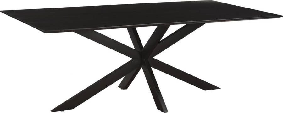 Livingfurn 1x Eetkamertafel Oslo Spider Black Acacia 220 cm Acacia Gecoat Staal
