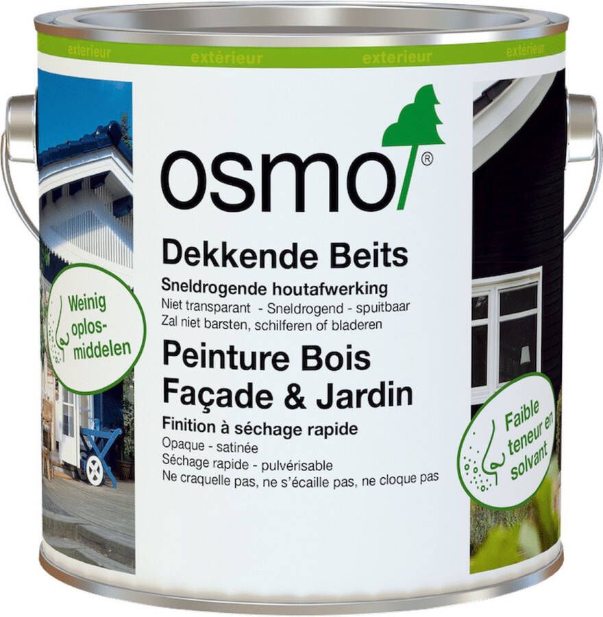 Osmo Dekkende Beits 7505 Gitzwart 0.75 Liter Dekkend Gitzwart RAL 9005 Op Waterbasis Sneldrogend Verfolie op waterbasis