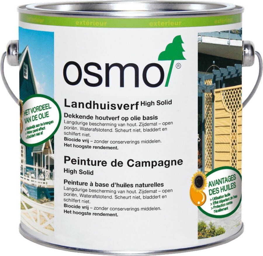 Osmo Landhuisverf 2204 Ivoor 2.5 Liter Ivoor beits voor buiten Buitenverf Hout Verf Ivoor Oliebeits Verfolie