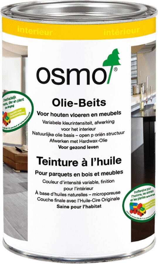 Osmo Olie-Beits 3518 Lichtgrijs 2.5 Liter beits voor binnen Wash effect Dekkend effect Slijtvast Bestand tegen water en vuil