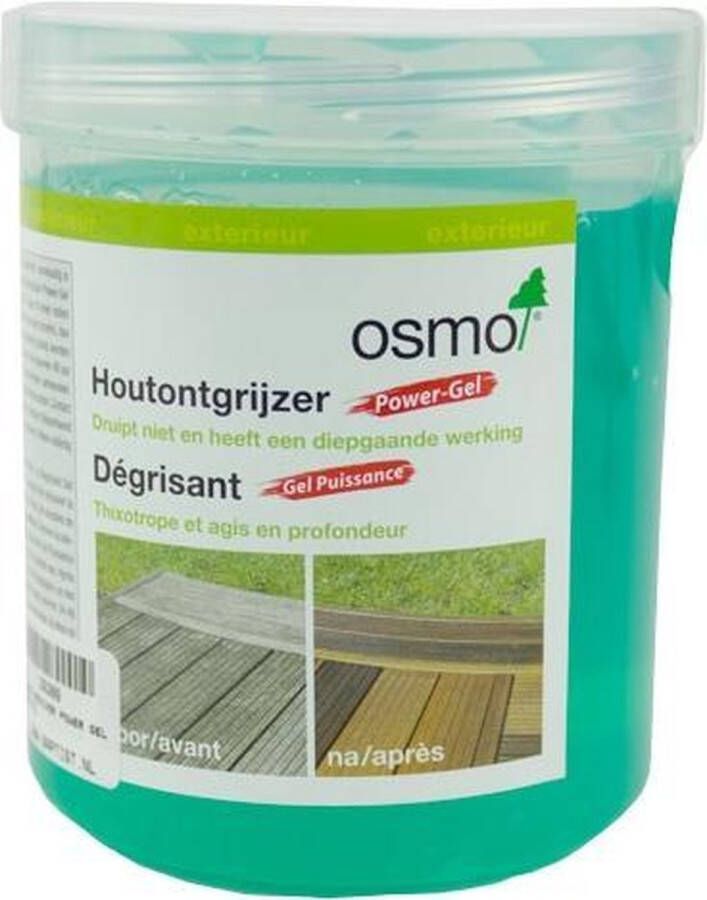 Osmo Power-Gel Houtontgrijzer 0.5 Liter Ontgrijzer Douglas hout & Hardhout Ontgrijzer voor al het Buitenhout Teak Reiniger