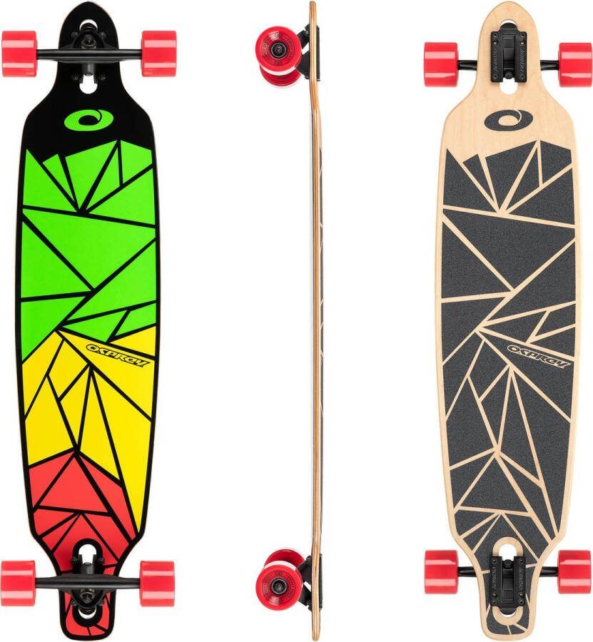 Osprey Surf & Skate Osprey Shapes 39 Twin Tip Longboard Skateboard ABEC 9 Jamaicaanse Kleuren Ultieme Rijervaring