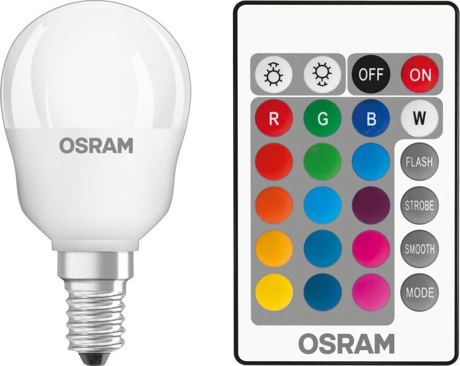 Osram 4058075430839 LED-lamp Energielabel G (A G) E14 Peer 4.5 W RGBW (Ø x l) 40.4 mm x 91 mm 1 stuk(s)