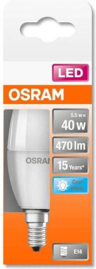 Osram 4058075431058 LED-lamp Energielabel F (A G) E14 Kaars 5.5 W = 40 W Neutraalwit (Ø x l) 37 mm x 100 mm 1 stuk(s)