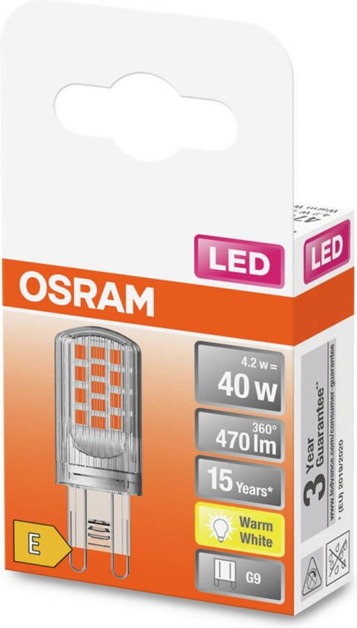 Osram 4058075432390 LED-lamp Energielabel E (A G) G9 Ballon 3.8 W = 40 W Warmwit (Ø x l) 20 mm x 52 mm 1 stuk(s)
