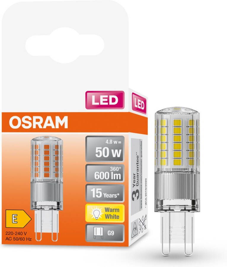 Osram 4058075432451 LED-lamp Energielabel E (A G) G9 Ballon 4.8 W = 48 W Warmwit (Ø x l) 18 mm x 59 mm 1 stuk(s)