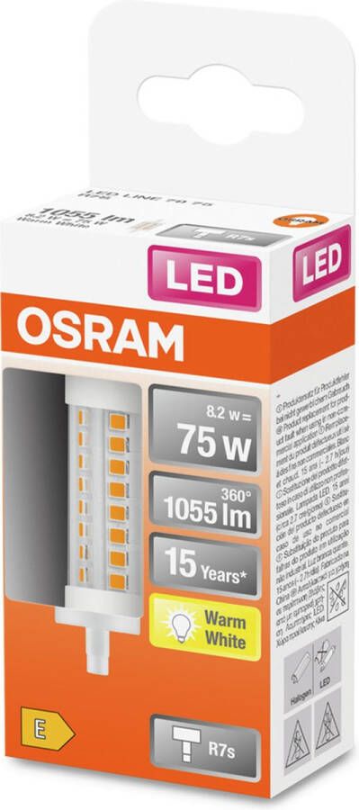 Osram 4058075432611 LED-lamp Energielabel E (A G) Ballon 8.2 W = 75 W Warmwit (Ø x l) 29 mm x 78 mm 1 stuk(s)
