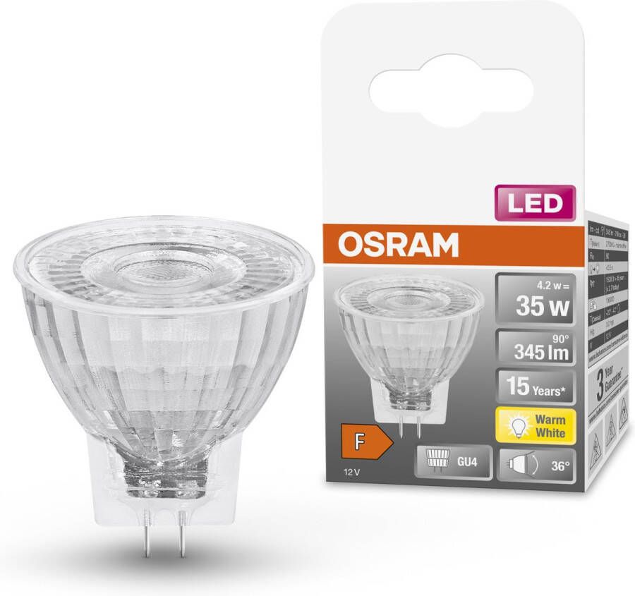 Osram 4058075433380 LED-lamp Energielabel F (A G) GU4 Reflector 4.2 W = 35 W Warmwit (Ø x l) 35 mm x 38 mm 1 stuk(s)