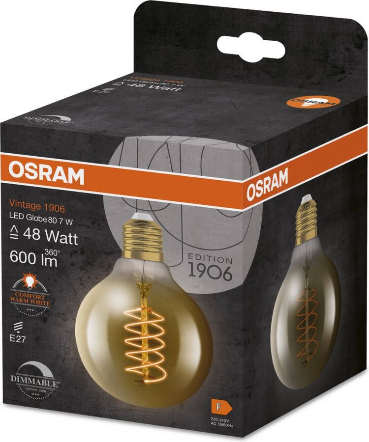 Osram 4058075761599 LED-lamp Energielabel F (A G) E27 Globe 7 W = 48 W Warmwit (Ø x h) 80 mm x 80 mm 1 stuk(s)