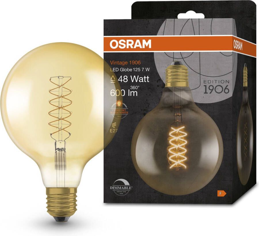 Osram 4058075761674 LED-lamp Energielabel F (A G) E27 Globe 7 W = 48 W Warmwit (Ø x h) 124 mm x 124 mm 1 stuk(s)