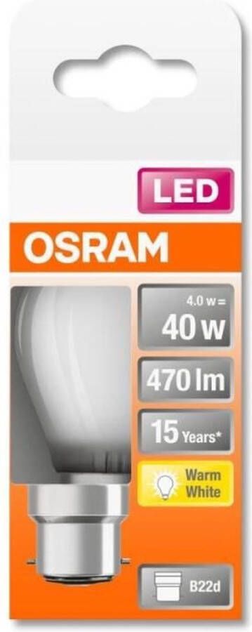 Osram Bolvormige matglazen LED-lamp 4W equivalent 40W B22 Warm wit