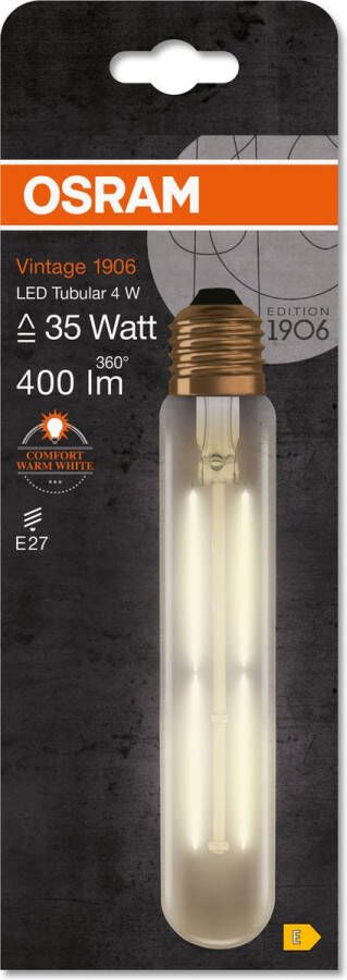 Osram Vintage 1906 Led E27 Tubular Filament Goud 5w 400lm 820 Zeer Warm Wit | Vervangt 35w