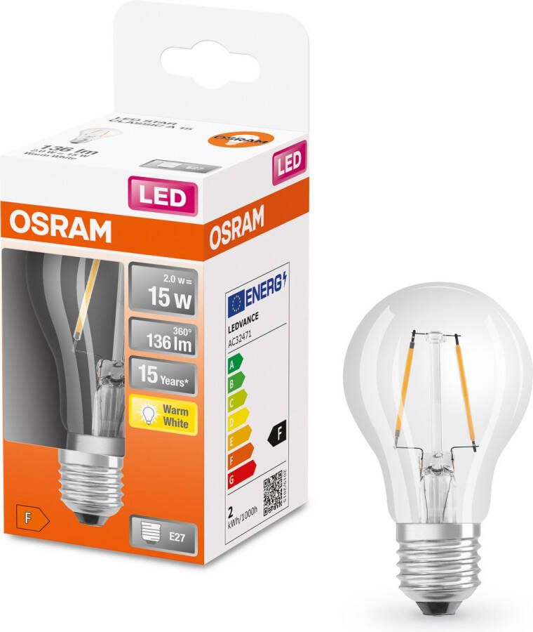 Osram LED lamp | NaN: E27 | Warm White | 2700 K | 1 50 W | vervanger voor 15 W Incandescent bulb | helder | LED Retrofit CLASSIC A