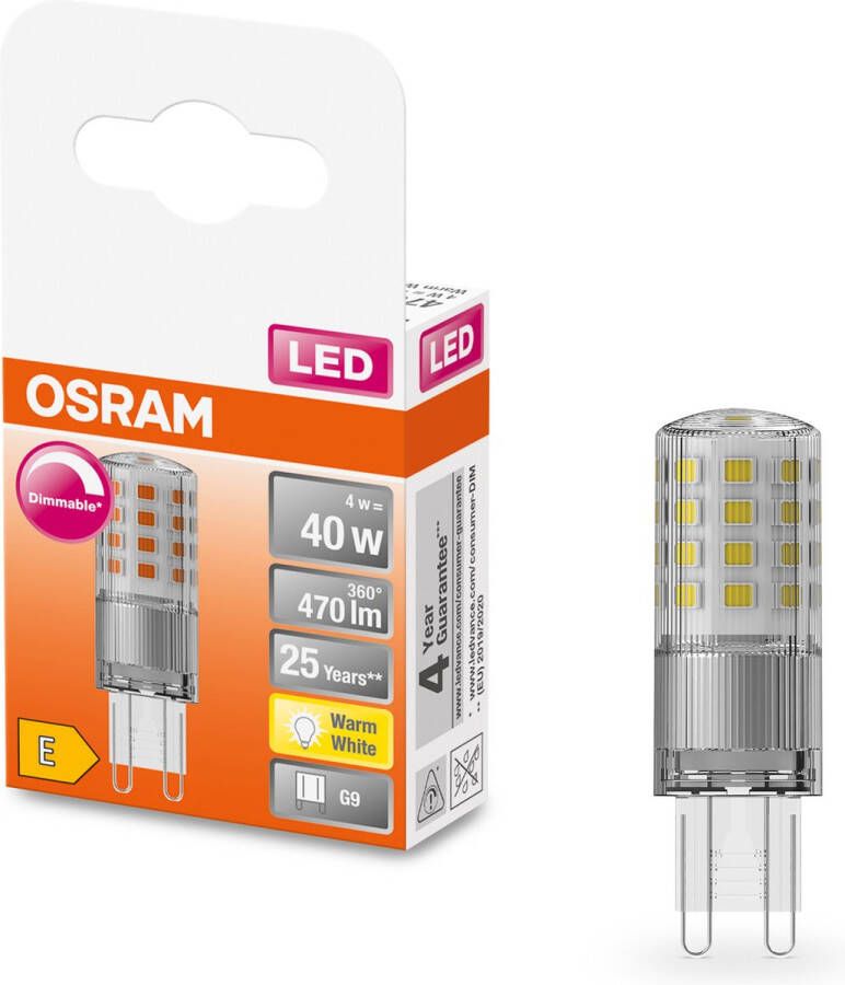 Osram 4058075432246 LED-lamp Energielabel E (A G) G9 Ballon 4 W = 40 W Warmwit (Ø x l) 18 mm x 59 mm 1 stuk(s)