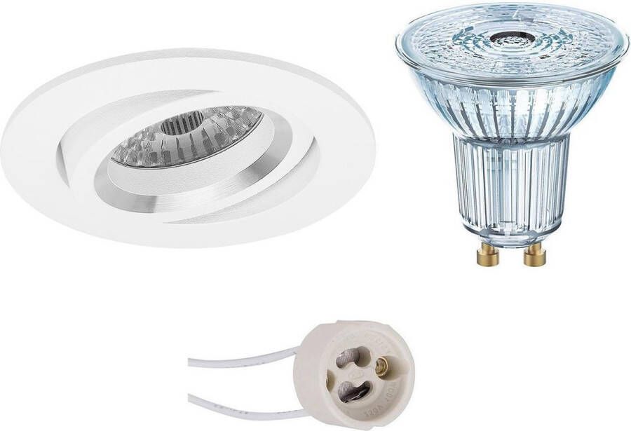 Osram LED Spot Set Parathom PAR16 927 36D Pragmi Aerony Pro GU10 Fitting Dimbaar Inbouw Rond Mat Wit 5.5W Warm Wit 2700K Kantelbaar Ø82mm