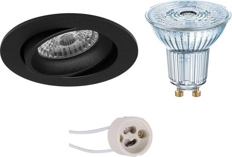 Osram LED Spot Set Parathom PAR16 940 36D Pragmi Delton Pro GU10 Fitting Dimbaar Inbouw Rond Mat Zwart 3.7W Natuurlijk Wit 4000K Kantelbaar Ø82mm